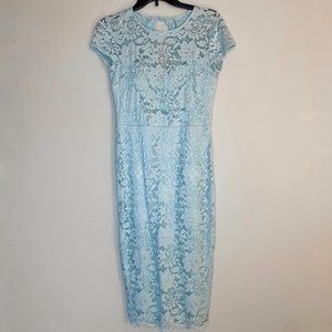 Premier Amour Baby Blue Lace Midi Dress